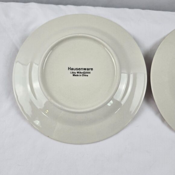 Hausenware 8" Dessert Plates Set of 2 Pine Trees Decor 2000 Libby Wilke Ceramic - Picture 4 of 7